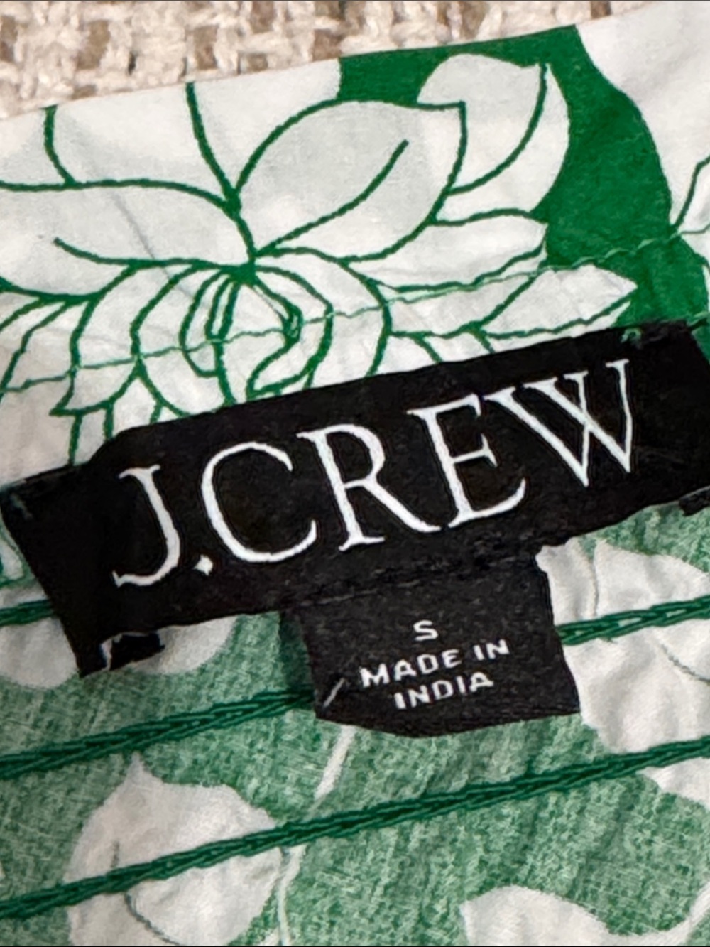 J.Crew Re-Imagined Green & White Floral Top – Size S - Picture 3 of 5